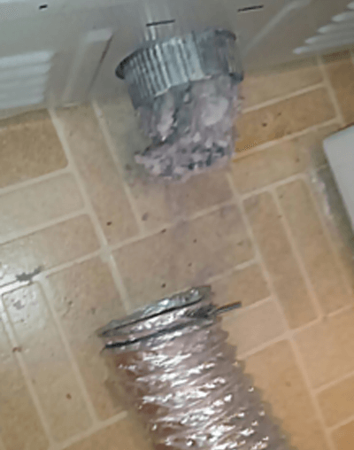 <center>Inside Dryer Vent Lint Build Up</center>